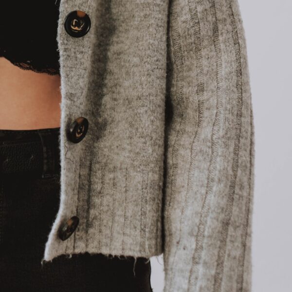 Stratos Crew Cardigan — Charcoal